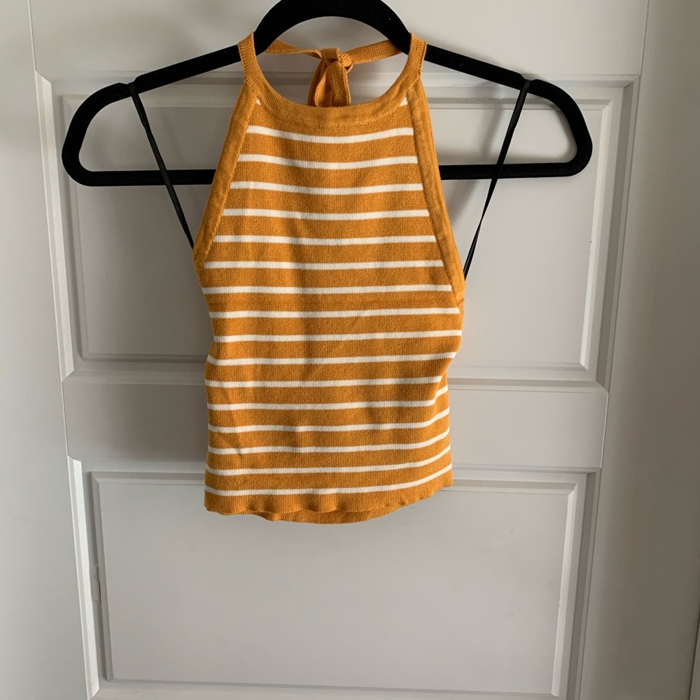 Yellow Striped Crop Top